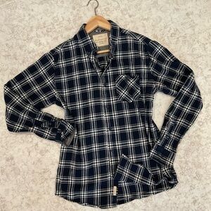 Weatherproof Navy and White Plaid Button-Down Shirt